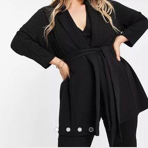 ASOS DESIGN Curve jersey wrap suit blazer